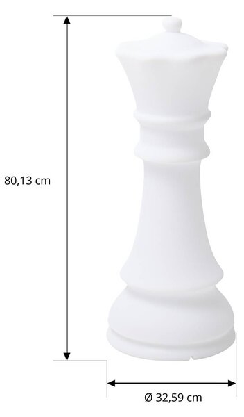 Lampa stojąca LED Lucande Gambi, figura szachowa „Władczyni”, CCT, IP44 Gambi Lucande, możliwość ściemniania, biały / opal, tworzywo sztuczne, design