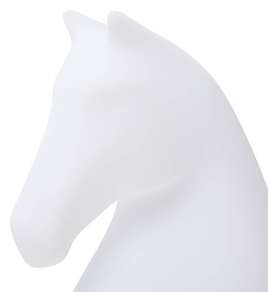 Lampa stojąca LED Lucande Gambi, figura szachowa – skoczek, CCT IP44 Gambi Lucande, możliwość ściemniania, biały / opal, tworzywo sztuczne, design