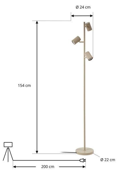 Lampa stojąca Kardis Lindby, kremowy / amber, salon / jadalnia, metal, nowoczesny