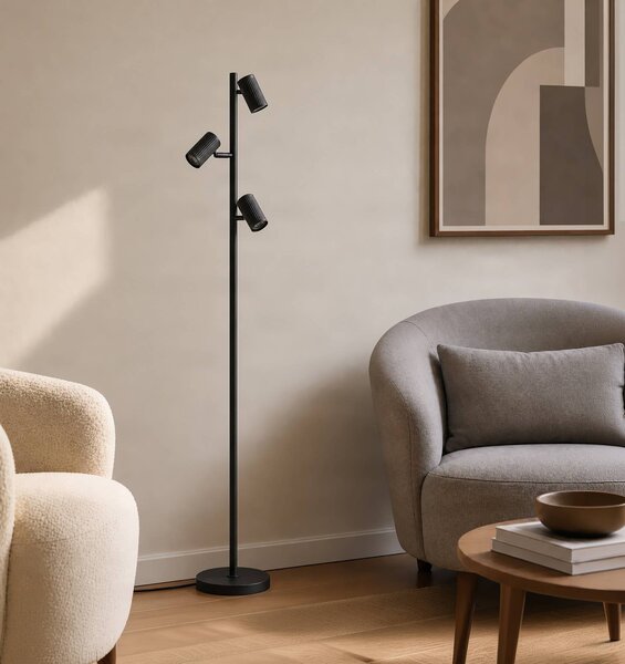 Lampa stojąca Kardis Lindby, czarny, salon / jadalnia, metal, nowoczesny