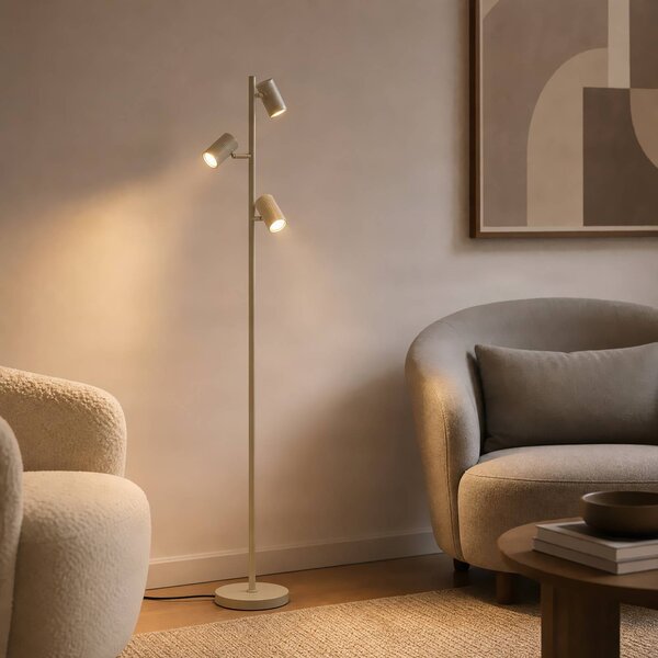 Lampa stojąca Kardis Lindby, kremowy / amber, salon / jadalnia, metal, nowoczesny