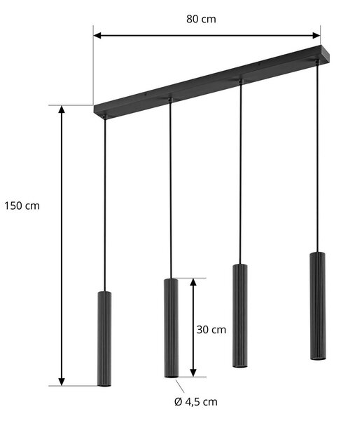 Lampa wisząca Kardis Lindby, możliwość ściemniania, czarny, salon / jadalnia, metal, nowoczesny