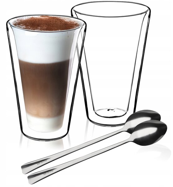 Szklanki termiczne do kawy 380 ml + łyżeczki 2szt
