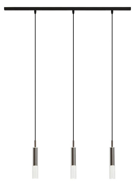 Nowoczesny system szynowy czarny z 3 lampami wiszącymi ciemny brąz 1-fazowy - Slimline Loyce