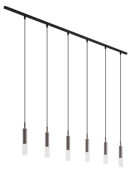Nowoczesny system szynowy czarny z 6 lampami wiszącymi ciemny brąz 1-fazowy - Slimline Loyce
