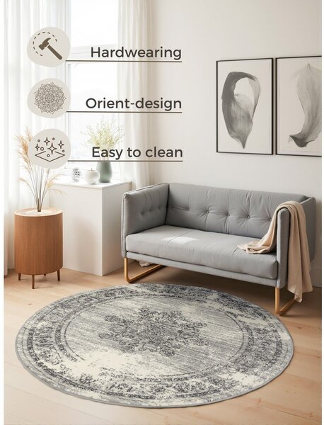 Szary/kremowy okrągły dywan ø 120 cm Gloria Lydia – Hanse Home