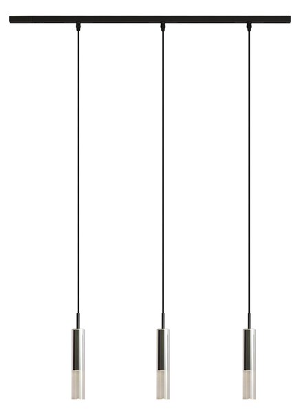 Nowoczesny system szynowy czarny z 3 lampami wiszącymi czarnymi z przydymionego szkła 1-fazowy - Slimline Loyce
