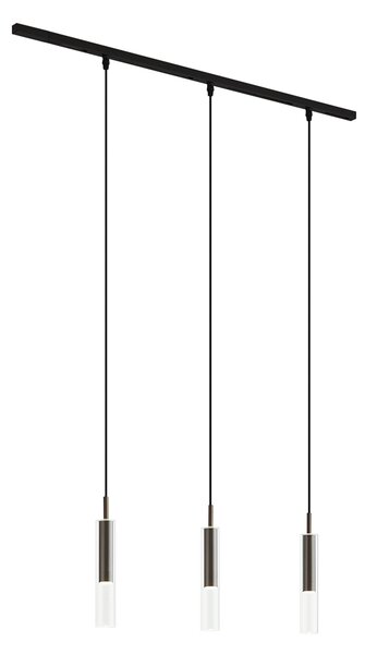 Nowoczesny system szynowy czarny z 3 lampami wiszącymi ciemny brąz 1-fazowy - Slimline Loyce