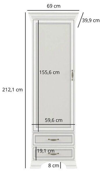 Regał zamykany z 2 szufladami fineline crema G6-H61