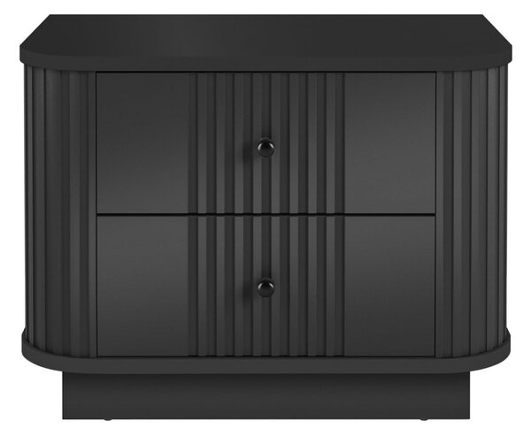 Zestaw szafek nocnych Vesper 56 cm na cokole - czarny / czarne uchwyty