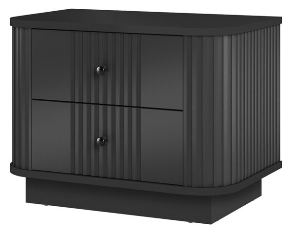 Zestaw szafek nocnych Vesper 56 cm na cokole - czarny / czarne uchwyty