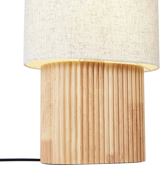 Lampa podłogowa Japandi drewniana z lnianym abażurem 70 cm - Lamel