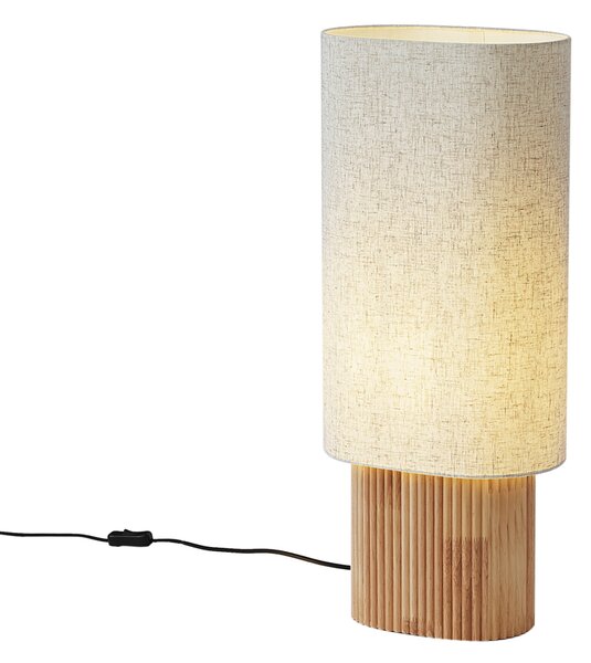 Lampa podłogowa Japandi drewniana z lnianym abażurem 70 cm - Lamel