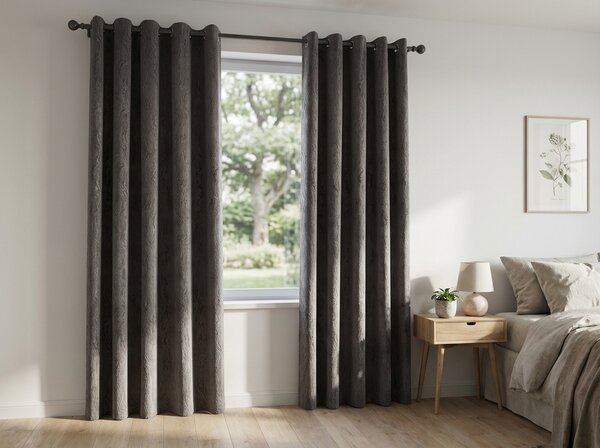 Zasłona zaciemniająca DUNES VELVET 140x250 cm, ciemnoszara Zawieszanie: Metalowe pierścienie