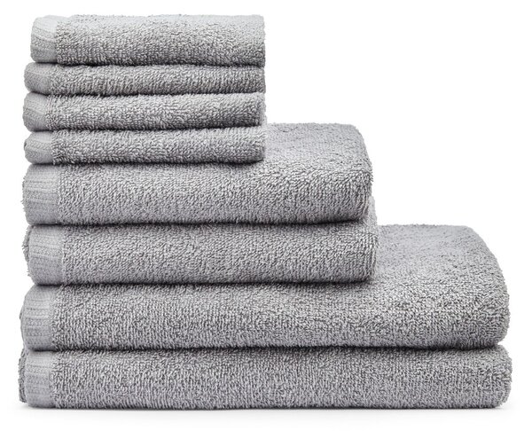Szare bawełniane ręczniki zestaw 8 szt. szybkoschnące/frotte Quick Dry – Catherine Lansfield