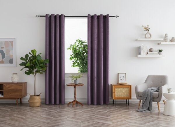 Zasłona zaciemniająca DUNES VELVET 140x250 cm, fioletowy Zawieszanie: Metalowe pierścienie