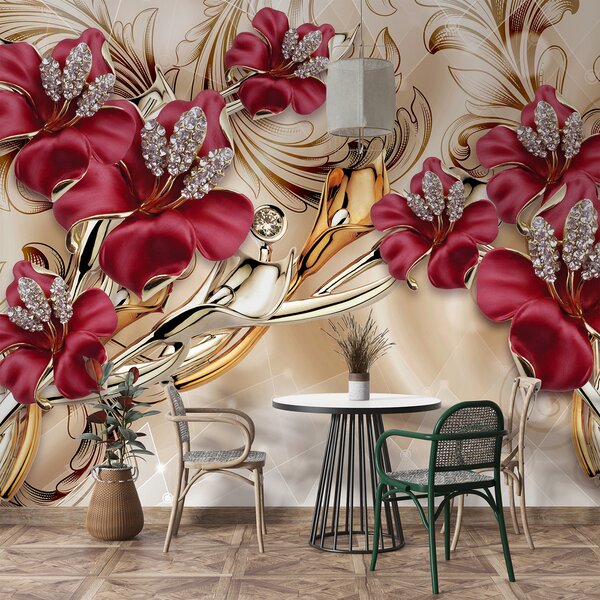 Fototapety Czerwone lilie z efektem 3D, Fototapety 3D, Fototapety 3d Kwiaty, u70604 : Uwalls.pl