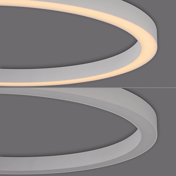 PURE Lampa sufitowa LED Lines, możliwość ściemniania, biały / opal, salon / jadalnia, aluminium, nowoczesny