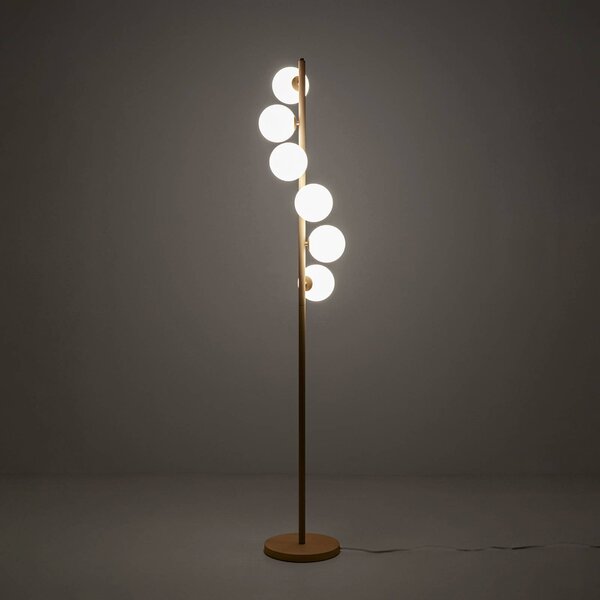 KARE Lampa stojąca designerska Scala Balls, kremowy / amber, salon / jadalnia, szkło, design