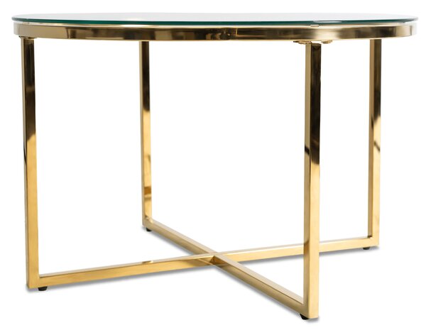 Stolik Kawowy Szklany FLIP 70 cm ze Złotymi Nogami Nowoczesny Glamour
