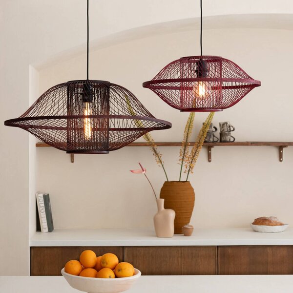 Good & Mojo Lampa wisząca Maui, możliwość ściemniania, czerwony, salon / jadalnia, bambus, design