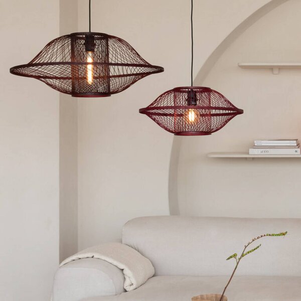 Good & Mojo Lampa wisząca Maui, możliwość ściemniania, czerwony, salon / jadalnia, bambus, design
