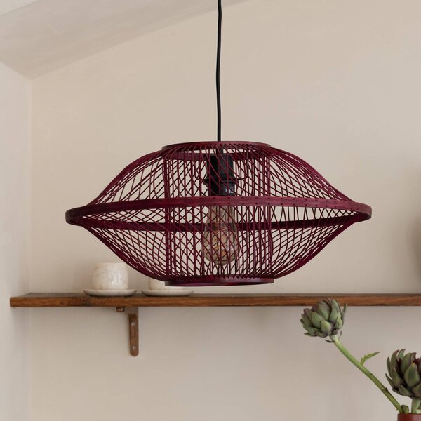 Good & Mojo Lampa wisząca Maui, możliwość ściemniania, czerwony, salon / jadalnia, bambus, design
