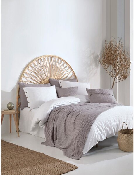 Biała pościel jednoosobowa z bawełny renforcé 140x200 cm Como Striped – Mila Home Luxury
