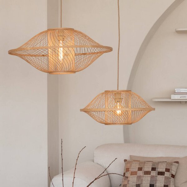 Good & Mojo Lampa wisząca Maui, możliwość ściemniania, jasne drewno, salon / jadalnia, bambus, design