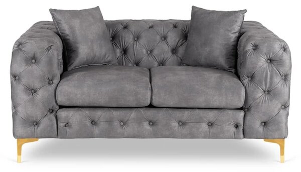 Sofa SORRENTO 2S Dwuosobowa Szara Welurowa Glamour