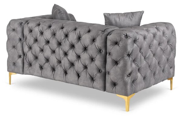 Sofa SORRENTO 2S Dwuosobowa Szara Welurowa Glamour