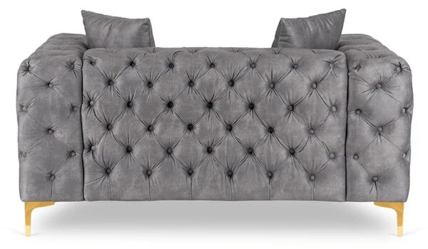 Sofa SORRENTO 2S Dwuosobowa Szara Welurowa Glamour
