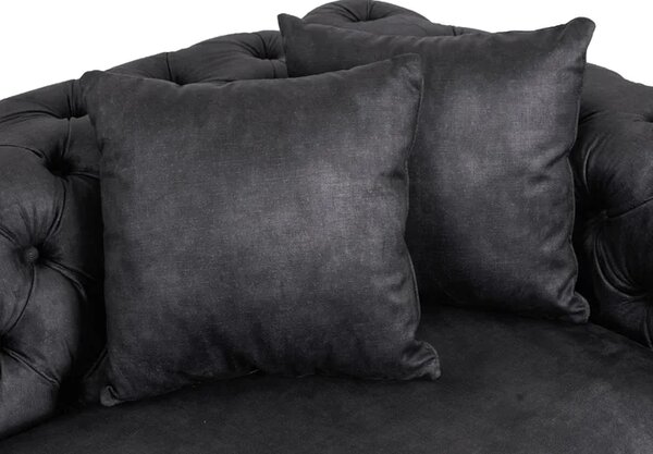 Sofa SORRENTO 3S Trzyosobowa Czarna Welurowa Nowoczesna Glamour