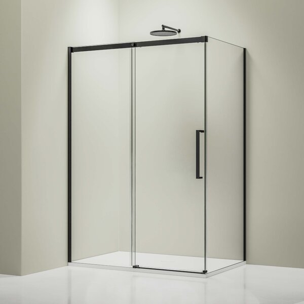 Narożna kabina prysznicowa z cichym domykiem DX906 FLEX - szkło nano 8 mm - czarny mat - różne szerokości