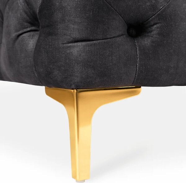 Sofa SORRENTO 3S Trzyosobowa Czarna Welurowa Nowoczesna Glamour