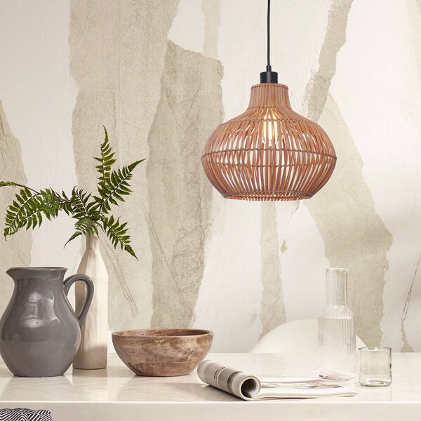 Good & Mojo Lampa wisząca Kalahari, możliwość ściemniania, jasne drewno, salon / jadalnia, drewno, design