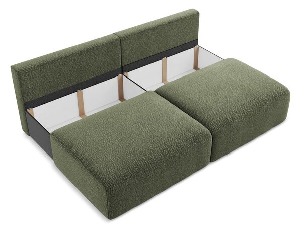 Zielona rozkładana/ze schowkiem sofa 216 cm Kalena – Makamii
