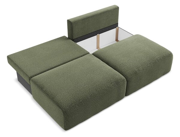 Zielona rozkładana/ze schowkiem sofa 216 cm Kalena – Makamii