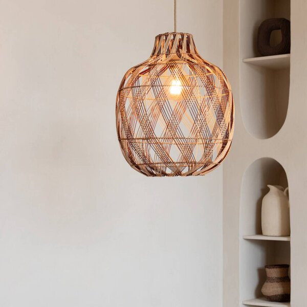 Good & Mojo Lampa wisząca Mendoza, możliwość ściemniania, jasne drewno, salon / jadalnia, bambus, design