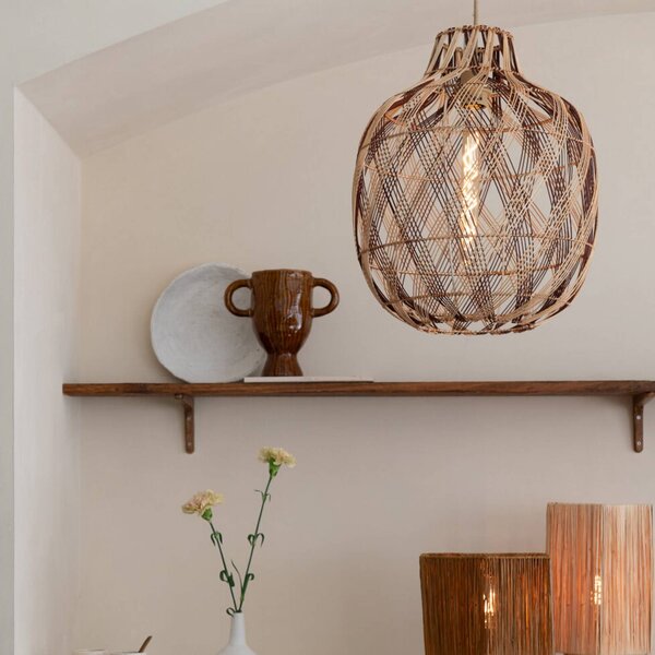 Good & Mojo Lampa wisząca Mendoza, możliwość ściemniania, jasne drewno, salon / jadalnia, bambus, design