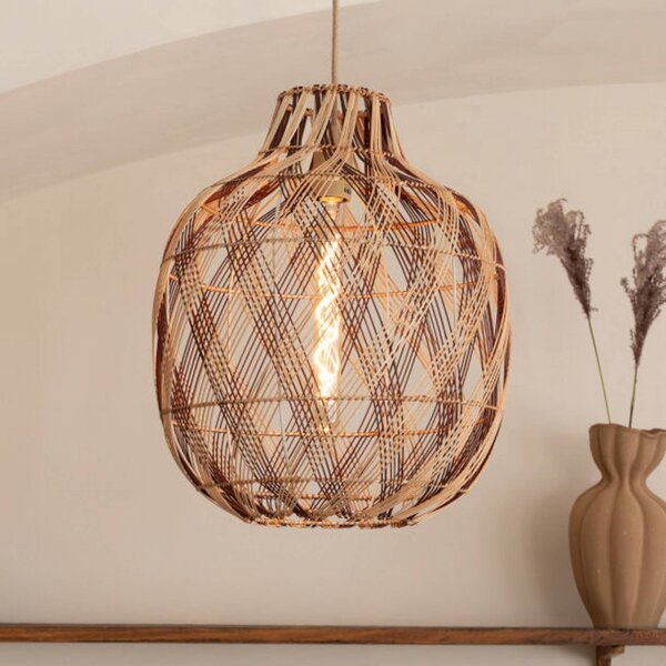 Good & Mojo Lampa wisząca Mendoza, możliwość ściemniania, jasne drewno, salon / jadalnia, bambus, design