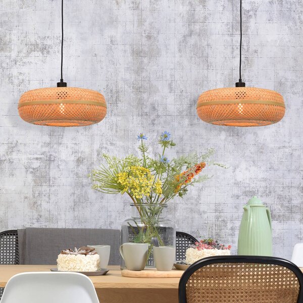 Good & Mojo Lampa wisząca Palawan, możliwość ściemniania, jasne drewno, salon / jadalnia, bambus, design