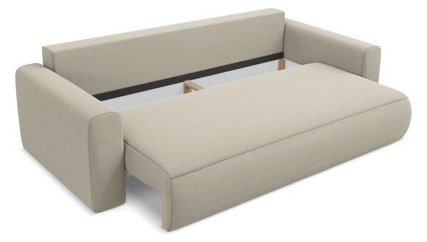 Beżowa aksamitna rozkładana/ze schowkiem sofa 238 cm Kapua – Makamii
