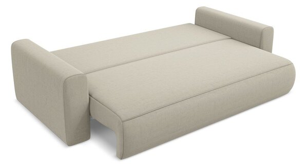 Beżowa aksamitna rozkładana/ze schowkiem sofa 238 cm Kapua – Makamii