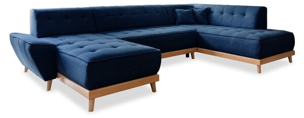 Granatowa rozkładana sofa w kształcie litery "U" Miuform Dazzling Daisy, prawostronna