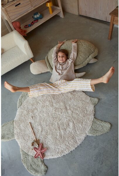 Beżowy bawełniany dywan dziecięcy tkany ręcznie odpowiedni do prania 110x130 cm Sea Turtle – Lorena Canals