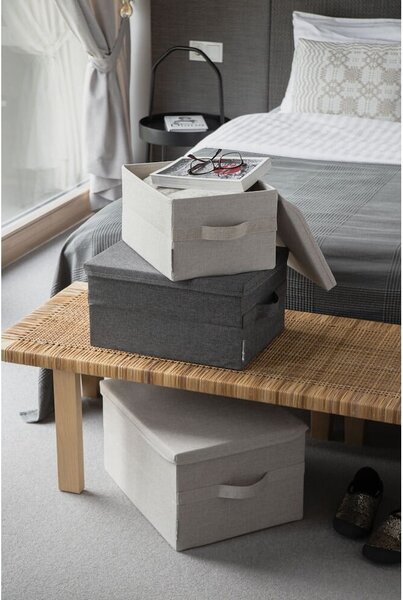 Beżowy tekstylny pojemnik z pokrywką 35x26x19 cm Soft Storage – Bigso