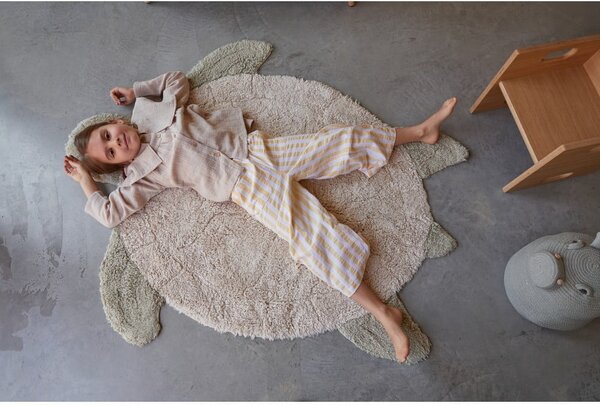 Beżowy bawełniany dywan dziecięcy tkany ręcznie odpowiedni do prania 110x130 cm Sea Turtle – Lorena Canals