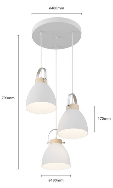 Lampa wisząca Bergen Lamkur, możliwość ściemniania, biały / opal, salon / jadalnia, metal, nowoczesny