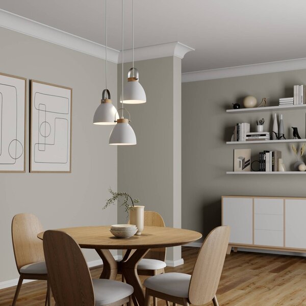 Lampa wisząca Bergen Lamkur, możliwość ściemniania, biały / opal, salon / jadalnia, metal, nowoczesny